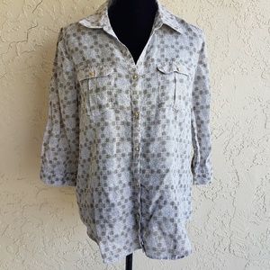 Chico's 100% Linen Button Up Shirt Top